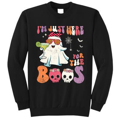 IM Just Here For The Boos Ghost Halloween Margarita Groovy Sweatshirt