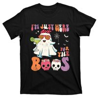 IM Just Here For The Boos Ghost Halloween Margarita Groovy T-Shirt