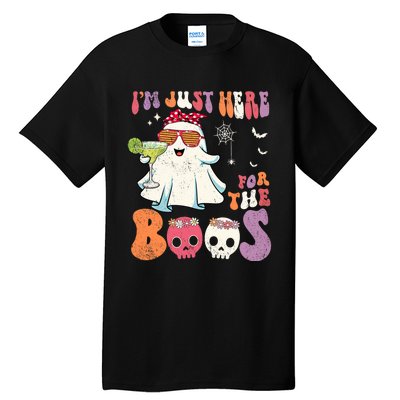 IM Just Here For The Boos Ghost Halloween Margarita Groovy Tall T-Shirt