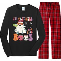 IM Just Here For The Boos Ghost Halloween Margarita Groovy Long Sleeve Pajama Set