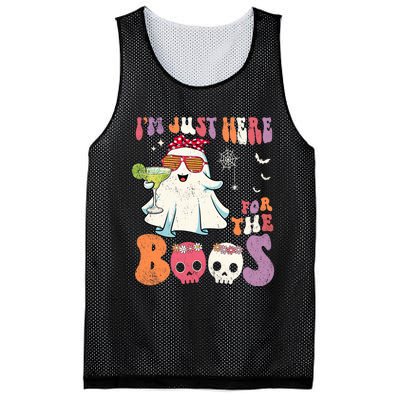 IM Just Here For The Boos Ghost Halloween Margarita Groovy Mesh Reversible Basketball Jersey Tank