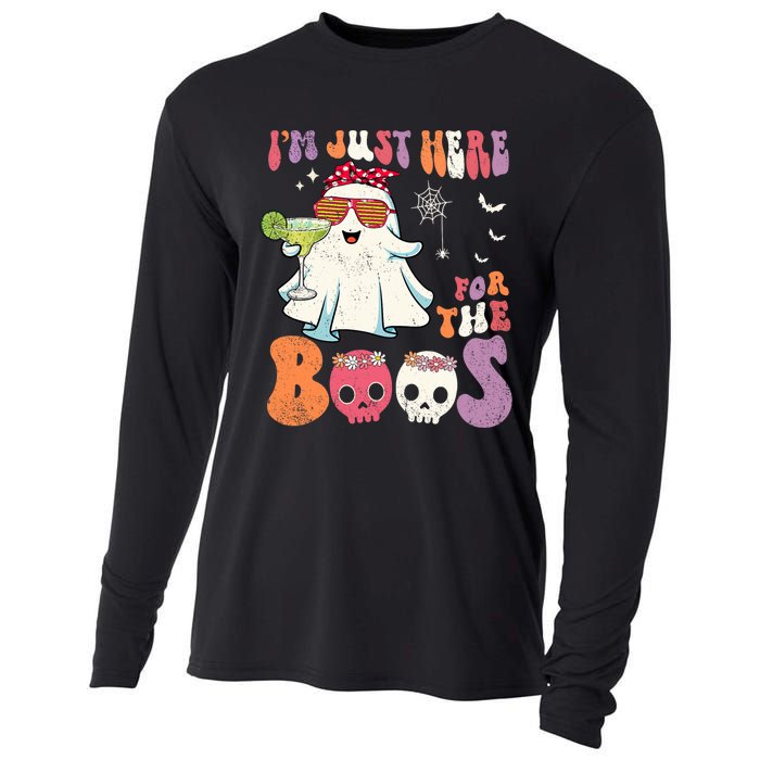 IM Just Here For The Boos Ghost Halloween Margarita Groovy Cooling Performance Long Sleeve Crew