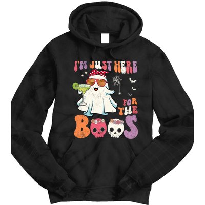 IM Just Here For The Boos Ghost Halloween Margarita Groovy Tie Dye Hoodie