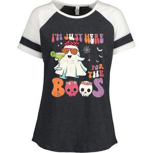 IM Just Here For The Boos Ghost Halloween Margarita Groovy Enza Ladies Jersey Colorblock Tee