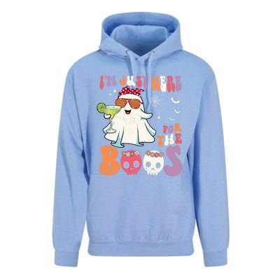 IM Just Here For The Boos Ghost Halloween Margarita Groovy Unisex Surf Hoodie