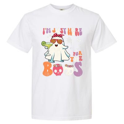 IM Just Here For The Boos Ghost Halloween Margarita Groovy Garment-Dyed Heavyweight T-Shirt