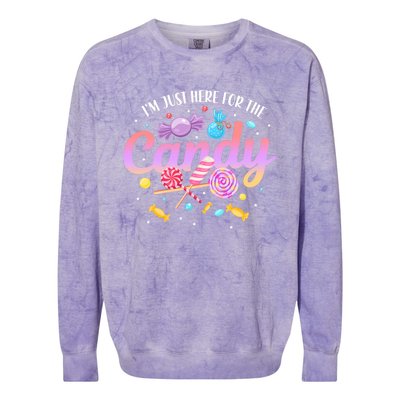 IM Just Here For The Candy Funny Halloween Food Humor Colorblast Crewneck Sweatshirt