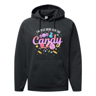 IM Just Here For The Candy Funny Halloween Food Humor Performance Fleece Hoodie