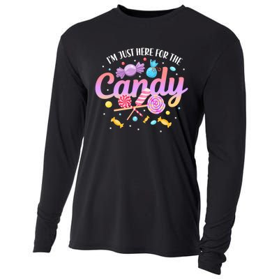 IM Just Here For The Candy Funny Halloween Food Humor Cooling Performance Long Sleeve Crew