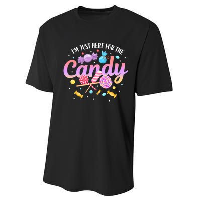 IM Just Here For The Candy Funny Halloween Food Humor Performance Sprint T-Shirt