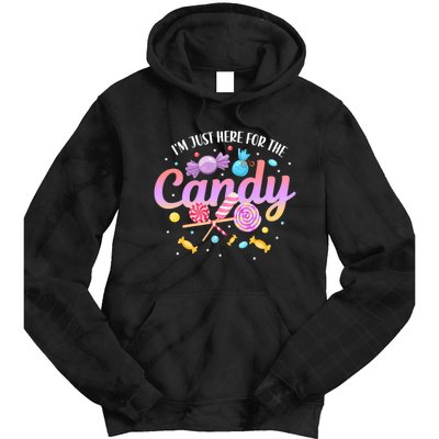 IM Just Here For The Candy Funny Halloween Food Humor Tie Dye Hoodie