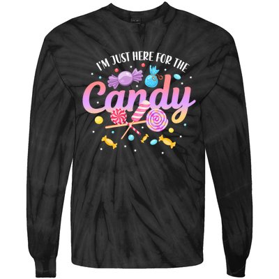 IM Just Here For The Candy Funny Halloween Food Humor Tie-Dye Long Sleeve Shirt