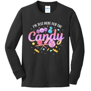 IM Just Here For The Candy Funny Halloween Food Humor Kids Long Sleeve Shirt