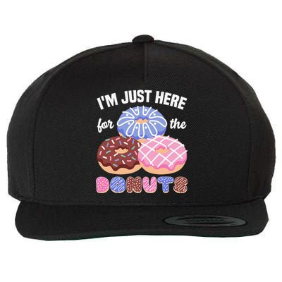 Im Just Here For The Donuts Funny Donut Lover Doughnut Wool Snapback Cap