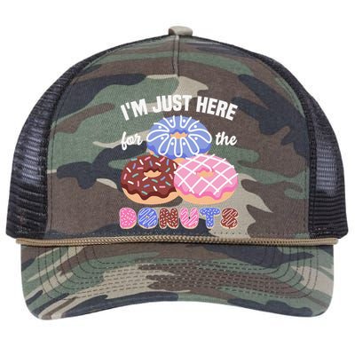 Im Just Here For The Donuts Funny Donut Lover Doughnut Retro Rope Trucker Hat Cap