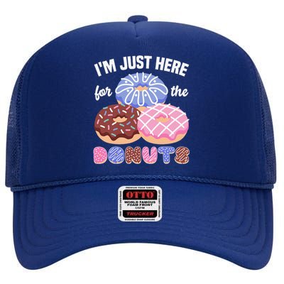 Im Just Here For The Donuts Funny Donut Lover Doughnut High Crown Mesh Back Trucker Hat