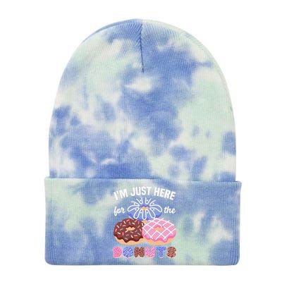 Im Just Here For The Donuts Funny Donut Lover Doughnut Tie Dye 12in Knit Beanie