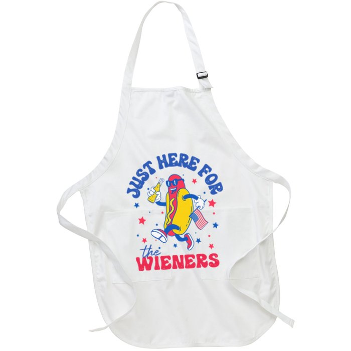 Im Just Here For Wieners 4th Of July Hotdog Full-Length Apron With Pockets