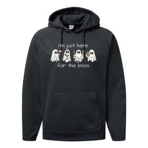 IM Just Here For The Boos Funny Halloween Ghost Performance Fleece Hoodie