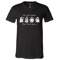 IM Just Here For The Boos Funny Halloween Ghost V-Neck T-Shirt