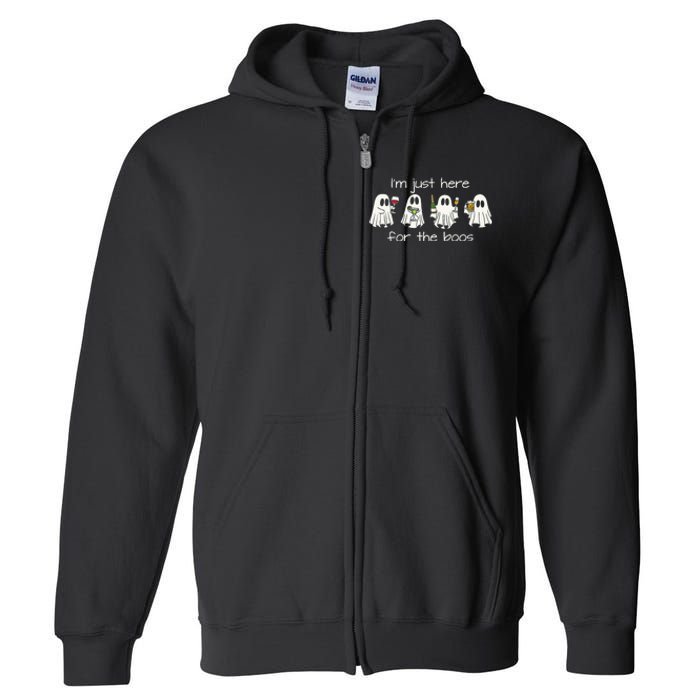 IM Just Here For The Boos Funny Halloween Ghost Full Zip Hoodie