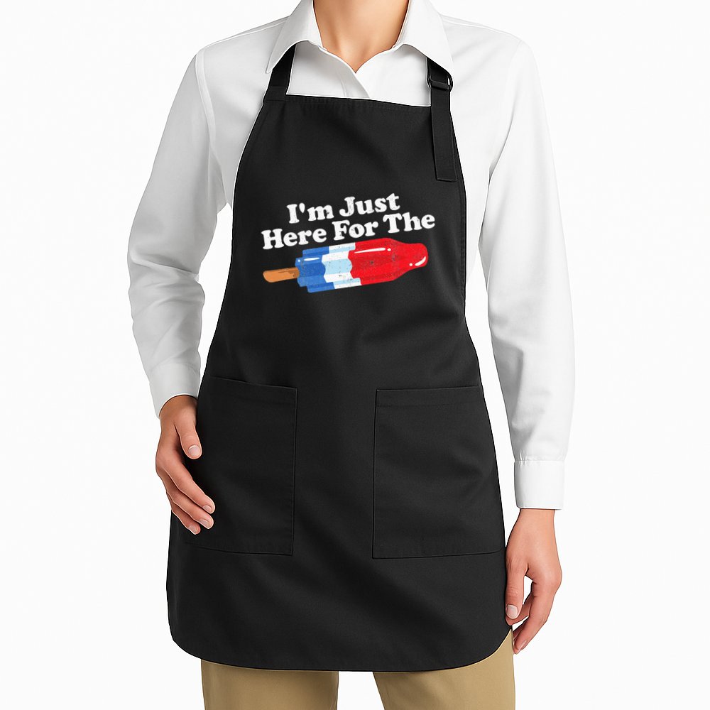 I'm Just Here For The Popsicle Funny Bomb Retro 80s Pop Gift Apron