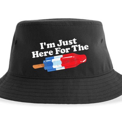 I'm Just Here For The Popsicle Funny Bomb Retro 80s Pop Gift Sustainable Bucket Hat