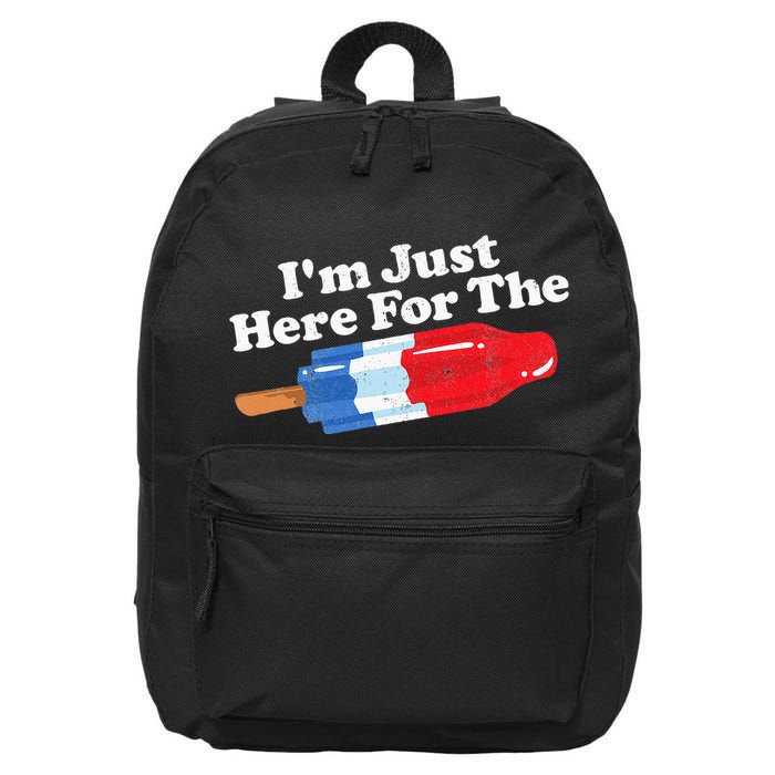 I'm Just Here For The Popsicle Funny Bomb Retro 80s Pop Gift 16 in Basic Backpack