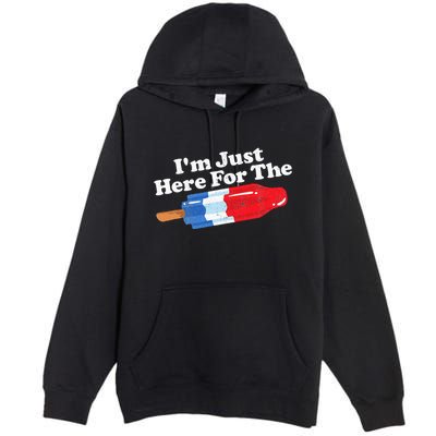 I'm Just Here For The Popsicle Funny Bomb Retro 80s Pop Gift Premium Pullover Hoodie