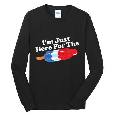 I'm Just Here For The Popsicle Funny Bomb Retro 80s Pop Gift Tall Long Sleeve T-Shirt