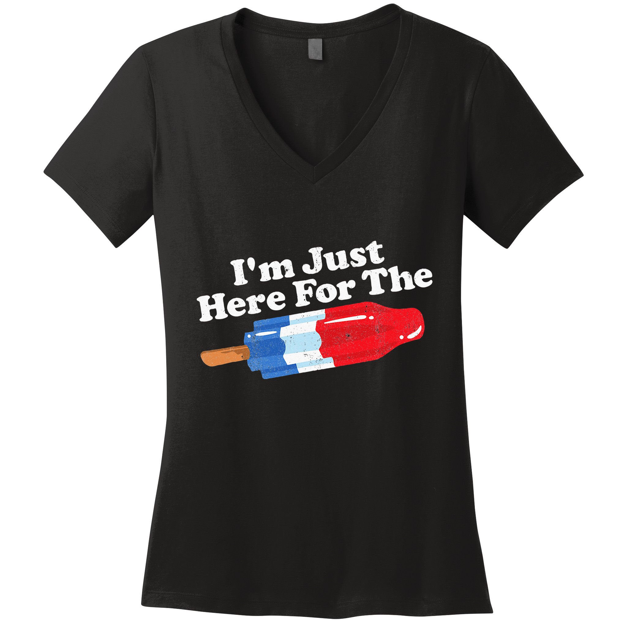 I'm Just Here For The Popsicle Funny Bomb Retro 80s Pop Gift Women's V-Neck T-Shirt
