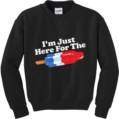 I'm Just Here For The Popsicle Funny Bomb Retro 80s Pop Gift Kids Sweatshirt