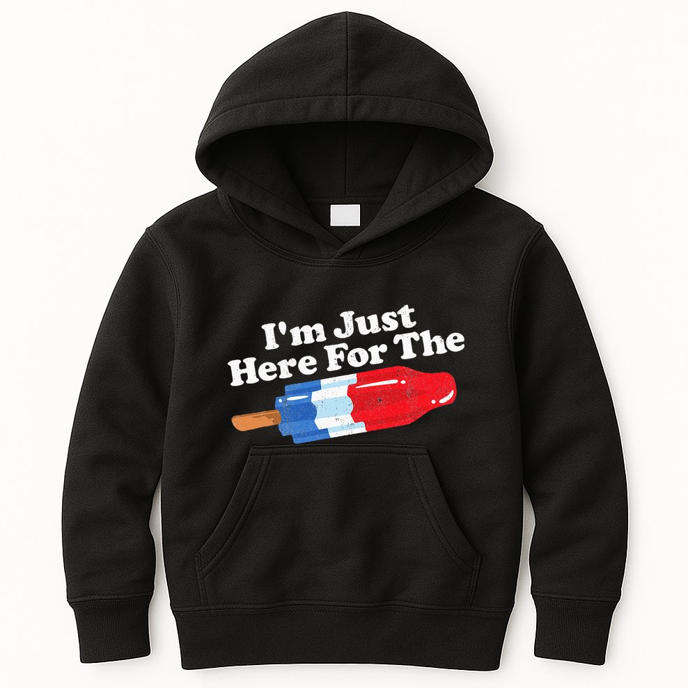 I'm Just Here For The Popsicle Funny Bomb Retro 80s Pop Gift Kids Hoodie