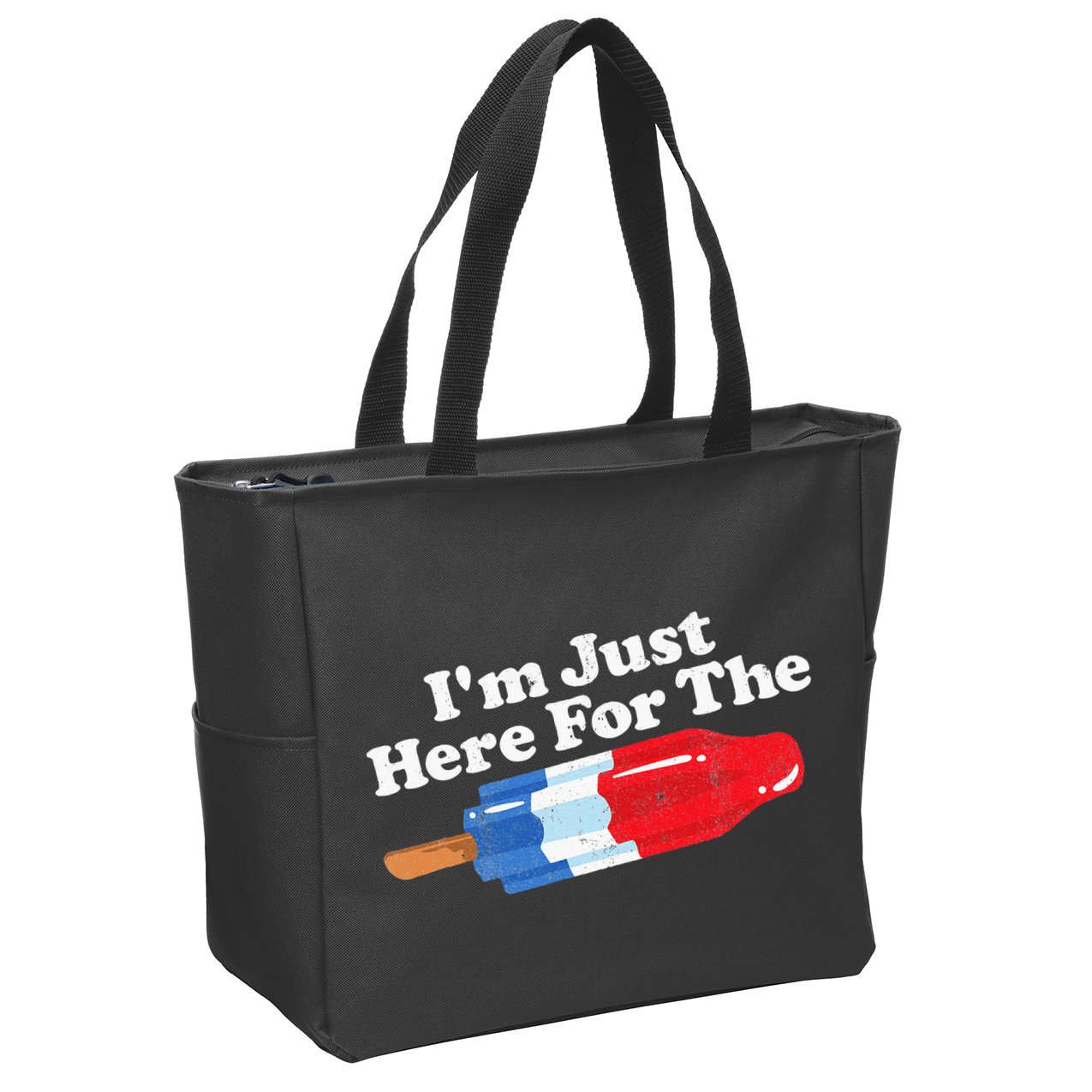 I'm Just Here For The Popsicle Funny Bomb Retro 80s Pop Gift Zip Tote Bag