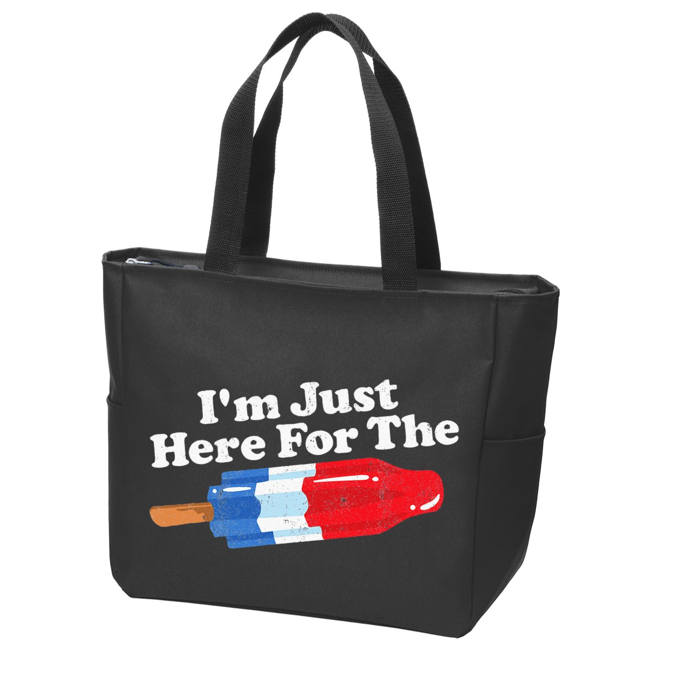 I'm Just Here For The Popsicle Funny Bomb Retro 80s Pop Gift Zip Tote Bag