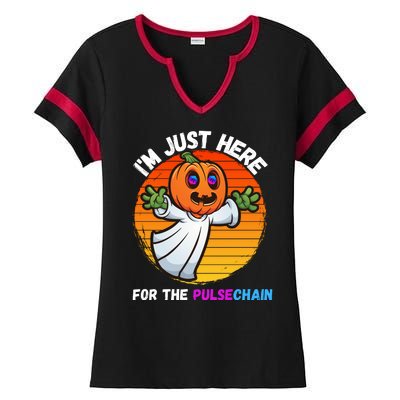 Im Just Here For The PulseChain Funny Halloween Pulsechain Funny Halloween HEX Ladies Halftime Notch Neck Tee