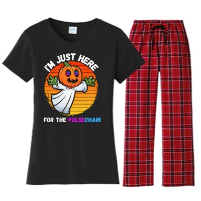 Im Just Here For The PulseChain Funny Halloween Pulsechain Funny Halloween HEX Women's Flannel Pajama Set