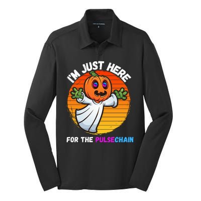 Im Just Here For The PulseChain Funny Halloween Pulsechain Funny Halloween HEX Silk Touch Performance Long Sleeve Polo