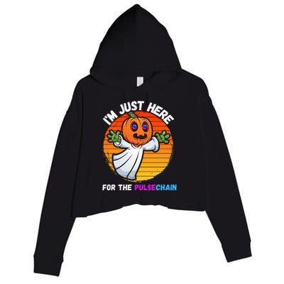 Im Just Here For The PulseChain Funny Halloween Pulsechain Funny Halloween HEX Crop Fleece Hoodie