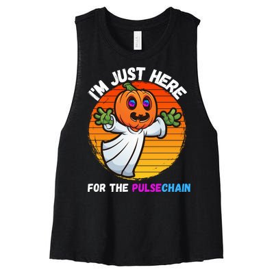 Im Just Here For The PulseChain Funny Halloween Pulsechain Funny Halloween HEX Women's Racerback Cropped Tank