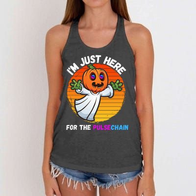 Im Just Here For The PulseChain Funny Halloween Pulsechain Funny Halloween HEX Women's Knotted Racerback Tank