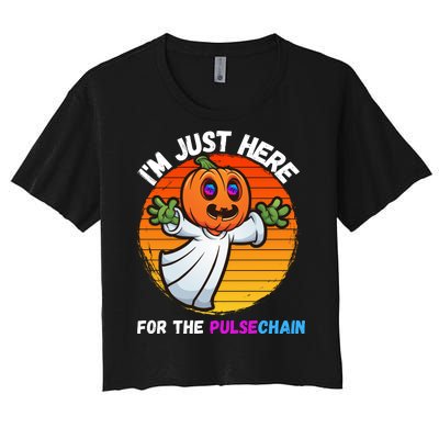 Im Just Here For The PulseChain Funny Halloween Pulsechain Funny Halloween HEX Women's Crop Top Tee