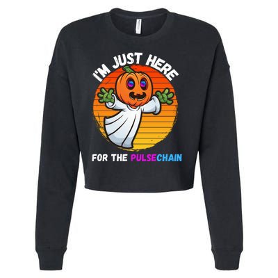 Im Just Here For The PulseChain Funny Halloween Pulsechain Funny Halloween HEX Cropped Pullover Crew