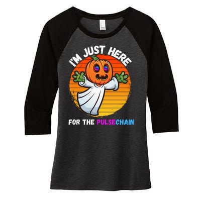 Im Just Here For The PulseChain Funny Halloween Pulsechain Funny Halloween HEX Women's Tri-Blend 3/4-Sleeve Raglan Shirt