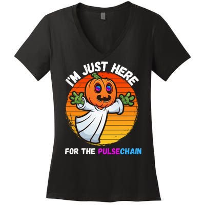 Im Just Here For The PulseChain Funny Halloween Pulsechain Funny Halloween HEX Women's V-Neck T-Shirt