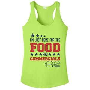 Im Just Here For The Food And Commercials Funny Football Gift Ladies PosiCharge Competitor Racerback Tank