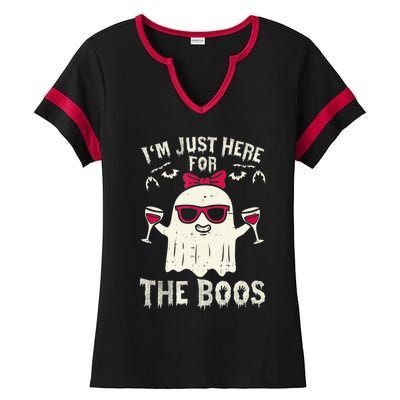 I'm Just Here For The Boos Halloween Costume Ladies Halftime Notch Neck Tee