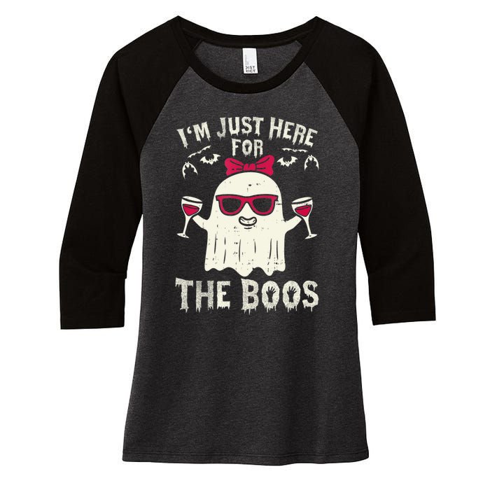 I'm Just Here For The Boos Halloween Costume Women's Tri-Blend 3/4-Sleeve Raglan Shirt