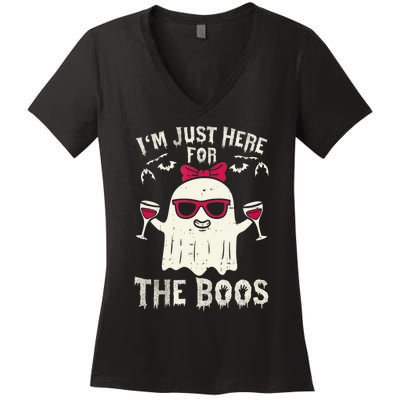 I'm Just Here For The Boos Halloween Costume Women's V-Neck T-Shirt