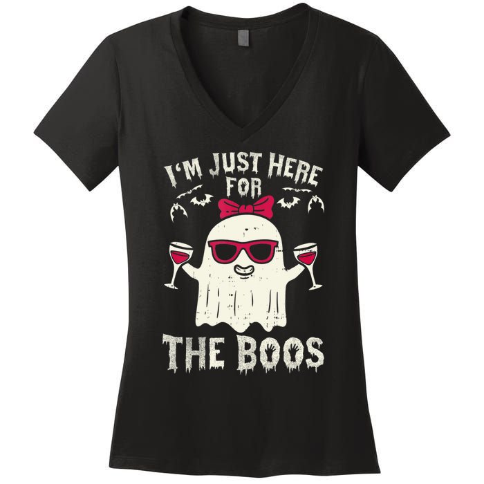 I'm Just Here For The Boos Halloween Costume Women's V-Neck T-Shirt